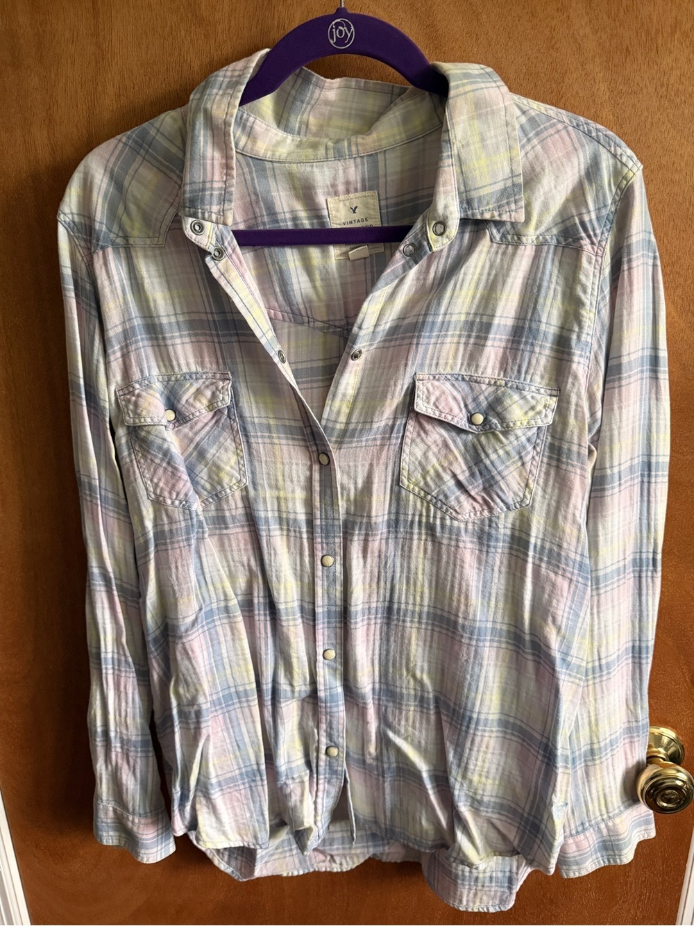 Plaid Button-Up Shirt - Pastel Multi